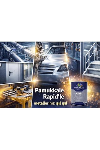 Pamukkale 1402 Rapid Hızlı Kuruyan Metal Boyası Parlak 0.75 Kg Çimen Yeşili Ral 6001
