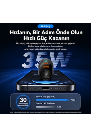 Essager 120w Araç Şarj Cihazı Çakmaklık Çoğaltıcı Type-c Usb Pd Hızlı Şarj 12-24v Pd3.0 Qc3.0 Pd Hızlı Şarj