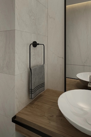 Yapışkanlı Kare Uzun Havluluk Kare Havluluk Halka Havluluk Banyo Aksesuar Seti Siyah