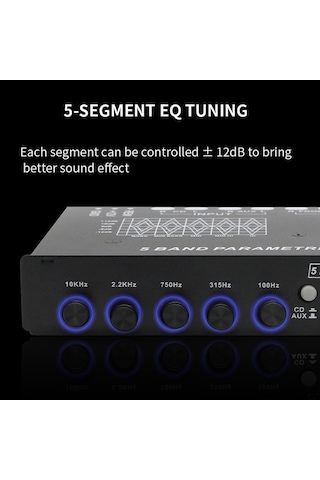 Novahub Profesyonel 5 Bant Araba Ses Eşitleyici, Parametrik Eq, Çok Fonksiyonlu Geçiş Amplifikatörü