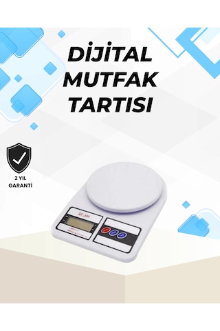 Hassas Tartım İçin Dijital Mutfak Terazisi 10kg / 1g Düz Renkli