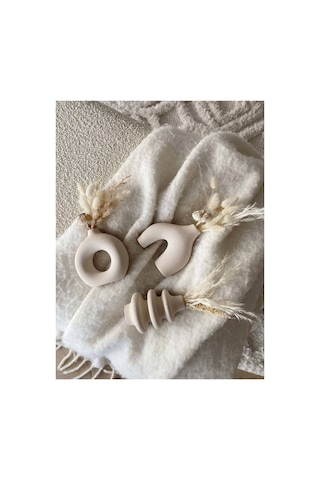 10 Cm Minimal Vazo Set 3'lü Bohem Biblo Minyatür Dekoratif Vazo Seti Ham Beyaz
