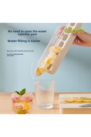 Dianziye Gıda Seviyesi Silikon Buzluk 7 Hücreli Yeşil Kapaklı Basma Kolu İle Evde Kolay Buz Dondurma Kutusu Diğer