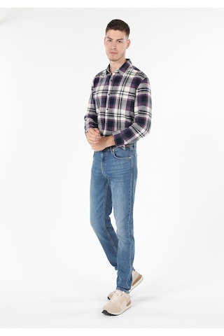 Colin's Colins Slim Fit Shirt Neck Ekoseli Erkek Mor Uzun Kol Gömlek Cl1061370 Q1.v2 Prp Mor