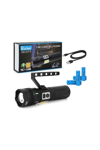 15.000 Lümen Tg + Cob Led Şarjlı El Feneri Wt-703 Tdrtr Çok Renkli