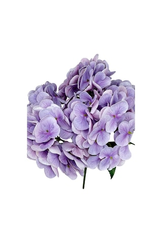 Yapay Çiçek Islak Ortanca Çiçeği Lila 45cm 5dal Islak Gerçeksi Dokulu Lila