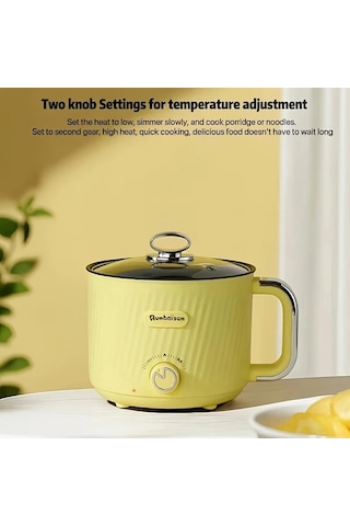 Honeybeeshop 1.8l Kapasiteli Krem Sarı Tek Katmanlı Elektrikli Pişirme Makinesi Zarif Görünüm Kompakt Kapasite Üç Yemek İçin Bakımı Kolay