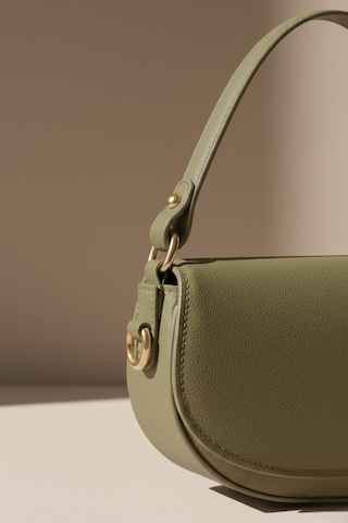 Vellabags Haki Mini Kadın El & Omuz Çantası Retro Baguette Model Şık Günlük Tasarım Haki - Haki
