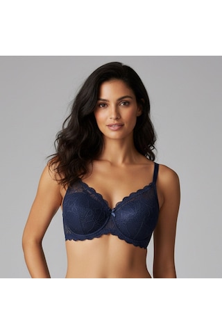 Bonbon Kadın Dantelli Balenli Destekli Push Up Sütyen Bb2043 Lacivert