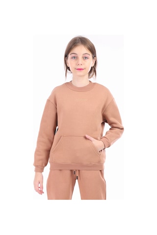 Toontoy Unisex Çocuk Nakışlı Sweatshirt Kahverengi