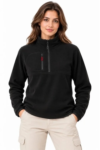 Butik İstanbul Polar Dik Yaka Yarım Fermuarlı Fermuarlı Göğüs Cepli Regular Fit Kışlık Sweatshirt - Siyah