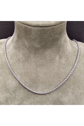 925 Ayar Gümüş Erkek Kolyesi-şık Tasarım-60cm/3mm Gümüş