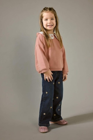 Defacto Kız Bebek Oversize Geniş Kalıp Büyük Yaka Çiçekli İçi Yumuşak Tüylü Sweatshirt G6838a525cwpn10 Pembe-pn10