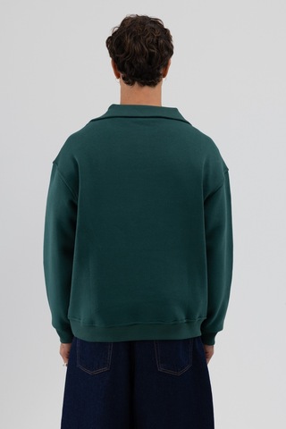 Vamos Basic Fermuarlı Dik Yaka Sweatshirt Nefti