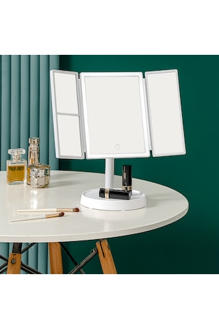 Interstech 3 Ton Led Işıklı Katlanabilir Dokunmatik Makyaj Aynası