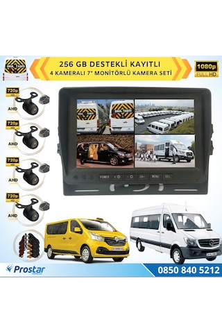 Kayıtlı Ahd Okul Servisler İçin 4 Kameralı 7 İnç Monitörlü 720p