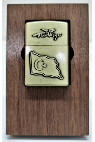 Tesbih Sakarya Dalgalı Türk Bayrak Motif'li - Benzin'li Zippo Tarzı Çakmak