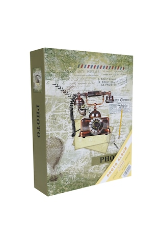 Rabsev Fotoğraf Albümü 10x15cm 200 Fotoğraf Kapasiteli Renkli Antika Telefon Desenli Anı Albümü