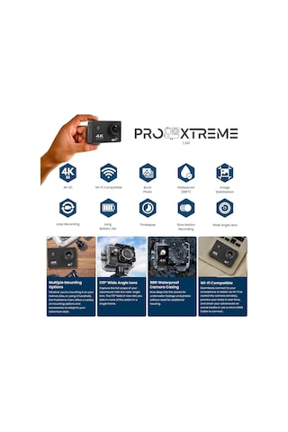 4k Wifi Aksiyon Kamera Ultra Hd 30fps Su Geçirmez Kılıf App Goplus Campro Sports Action Camera Siyah