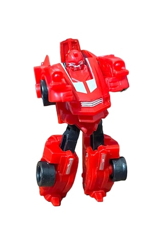 Super Warrior Mini Plastik Gövdeli Dönüşebilen Robot Araba 7.5 Cm Kırmızı