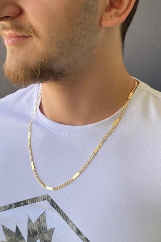 Zümrüt Sarraf 14 Ayar Altın Erkek Dikdörgen Plakalı Köşeli GurmetZincir Kolye