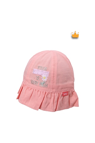 Kitti 4-8 Yaş 52cm Kız Çocuk Papatya Desen Yazlık Fötr Şapka Y2322001 Turuncu