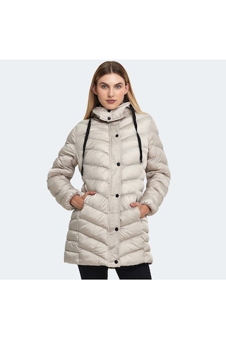 Slazenger GWEN Kadın Kapüşonlu Şişme Beyaz Mont & Kaban