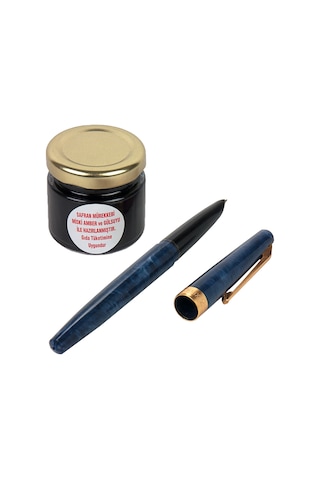 Kırmızı Safran Mürekkebi ve Lacivert Renk Safran Kalemi Seti 40 g