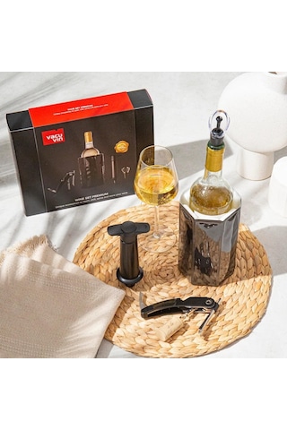 Vacu Vin Premium Şarap Seti 4 Parça Hediye Kutulu