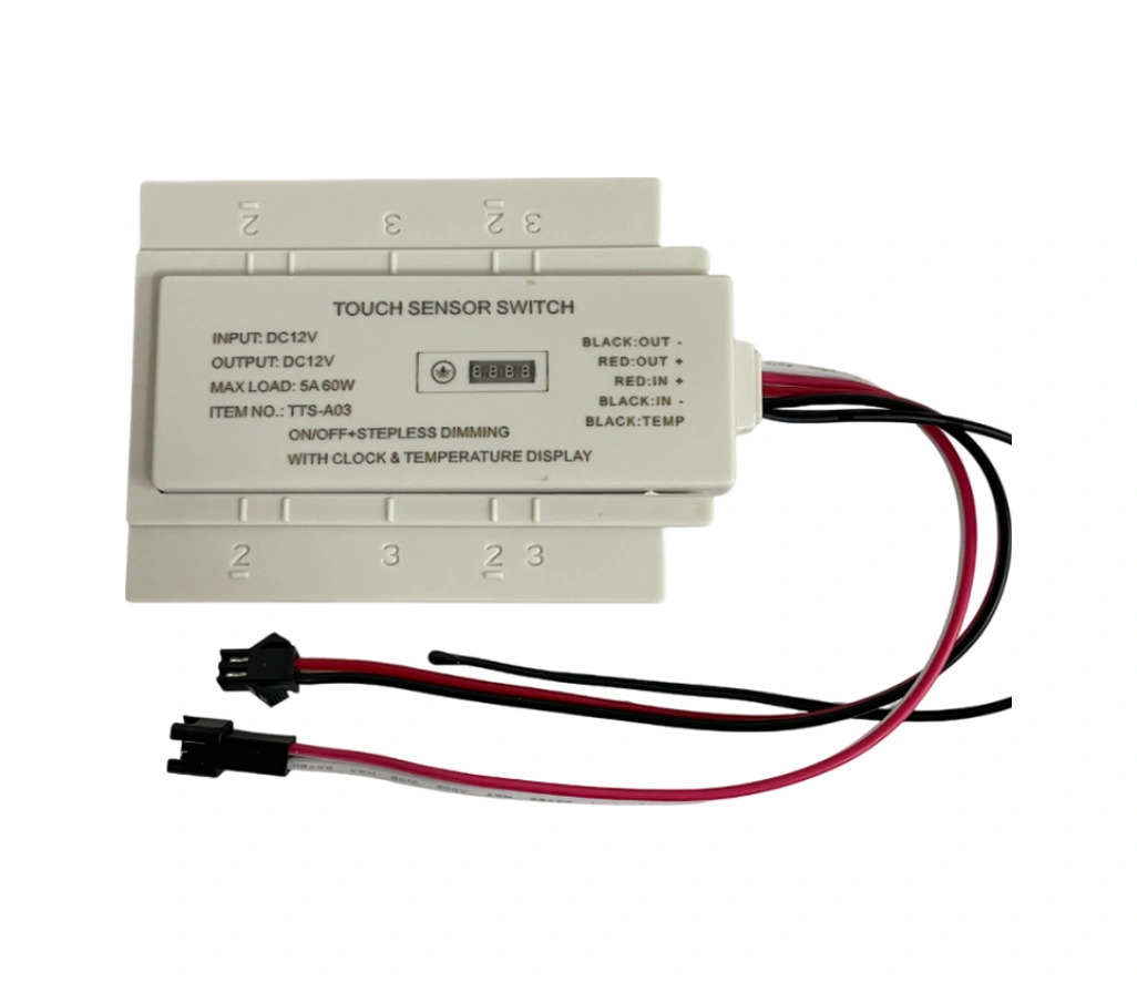 12 Volt Dokunmatik Touch Ayna Arkası Sensör Saat Termometre Beyaz