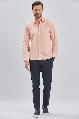 Pudra Uzun Kollu Bez Ayağı Sert Yaka Cepsiz Klasik Slim Fit Dar Kesim Gömlek 1004240230-pudra Pudra