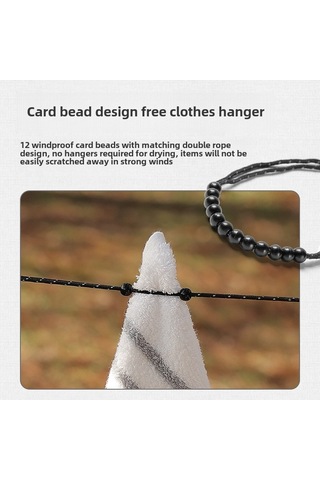 Siyah 3m Çamaşır İpi, Askısız, Yansıtıcı, Rüzgar Geçirmez, Ayarlanabilir, Taşınabilir Depolama Siyah