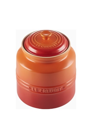 Le Creuset Lüks Tasarım Kapaklı Büyük Seramik Kurabiye Kutusu Saklama Kapları Turuncu