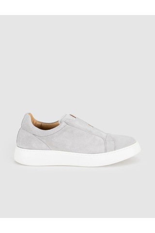Gri Süet Deri Kadın Slip-on Sneaker
