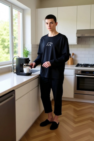 Frm Büyük Beden Erkek Nakışlı Pijama Takımı Fonksiyonel Dayanıklı Kal Siyah