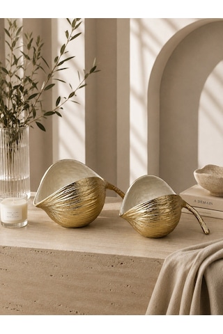 Krem Gold Chestnut Dekoratif Obje - Büyük Boy-7169