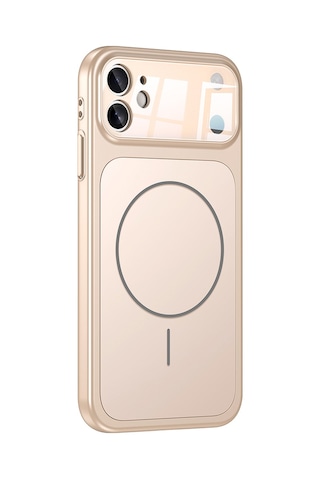 Apple Uyumlu iPhone 11 Kılıf Şarj Özellikli Kamera Lensli 1.8mm İnce Sert Formen Kapak Gold