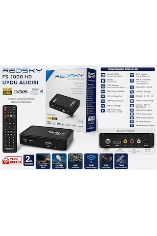 Redsky Fs1000 Hd Full Hd 1080p Tkgs Dvb-s2 Uydu Alıcısı Wifi Destekli Hdmı Usb