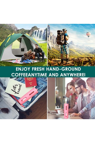 Wezone Elle Döndürülür Fincan Kahve Değirmeni - Zeytinyağlı Biber / Bakliyat Değirmen Aleti, İnce-orta-kalın Ayarlanabilir, El İşlemli Minyatür Model Pembe