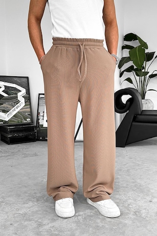 Kahverengi Likralı Fitilli Baggy Pantolon Kahverengi