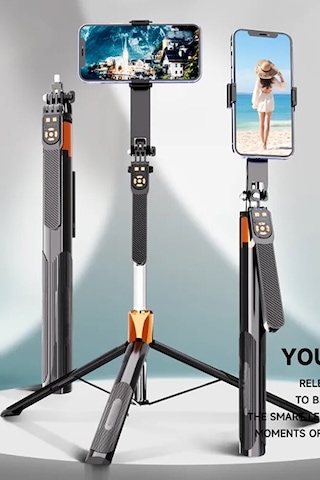 Bluetooth Kumandalı 185cm Tripod Selfie Çubuğu / Go Pro Uyumlu /