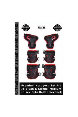 Premium Koruyucu Set Prt 78 Siyah & Kırmızı Medıum Unisex Orta Beden Seçenek Siyah - Kırmızı