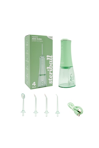 Steriball Oral Irrigator Ağız Duşu Yeşil - 4 Temizlik Modu 360 Dönebilen Başlık 0,60 Mm İnce Su Akışı Yüksek Frekanslı Su Darbesi