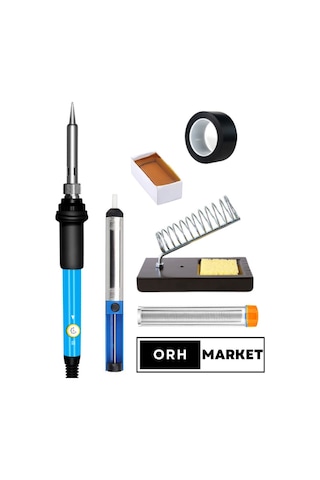 60W Lehimleme Seti – Sıcaklık Ayarlı Havya, Stand, Lehim Pompası, Pasta ve Elektrik Bandı