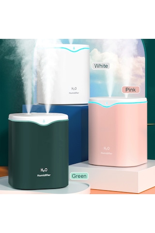 Leezsing 2l Çift Sprey Nemlendirici Serin Mist Otomatik Kapatma Nemlendirici Led Işık İle Taşınabilir Masaüstü Nemlendirici