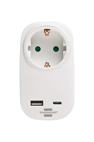 Brennenstuhl Premium Serisi Tek Soketli 18w Hızlı Şarj Özellikli 1 Typ-c + 1 Usb' Li Şarj Korumalı Priz
