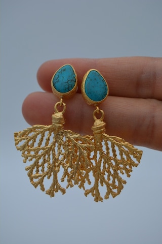 Stoneagejewellery Stoneage Altın Kaplama Bayan Kolye Turkuaz Ve Yeşim Taşlı Altın