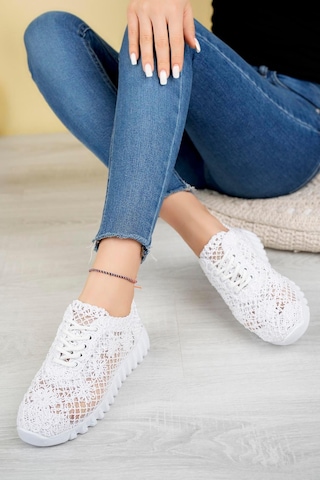 Aymood Örgü Desenli Sneakers C Beyaz Tekstil Beyaz