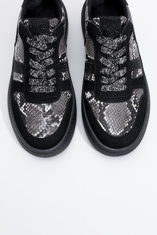 Luvishoes Luvi Shoes Rexie Siyah Desenli Simli Kadın Spor Ayakkabı Siyah