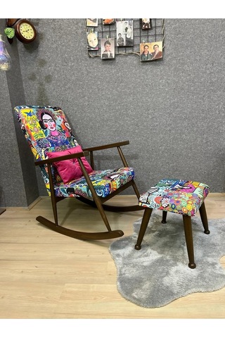 Trend Ceviz Diego Ahşap Ayak Uzatma Pufu Makyaj Koltuğu Bench Tabure